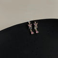 Mini Teardrop Micro Pave Zircon Copper Stud Earrings Silver Plated Light Luxury Jewelry