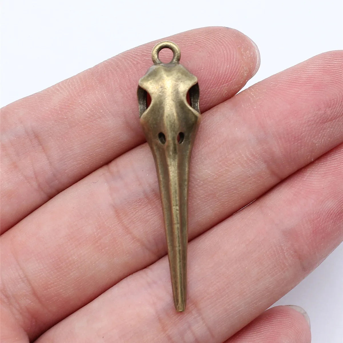 44x10mm 3.7g Antique Silver Tone Zinc Alloy Skull Bird Beak Charm Pendant for Gothic DIY Jewelry