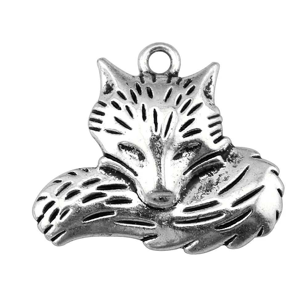 24x28mm 7.8g Multi Color Zinc Alloy Fox Charm Pendant for DIY Necklace Bracelet Making