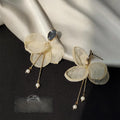 French Style Mesh Flower Shell Pearl Stud Earrings 14K Plated Jewelry