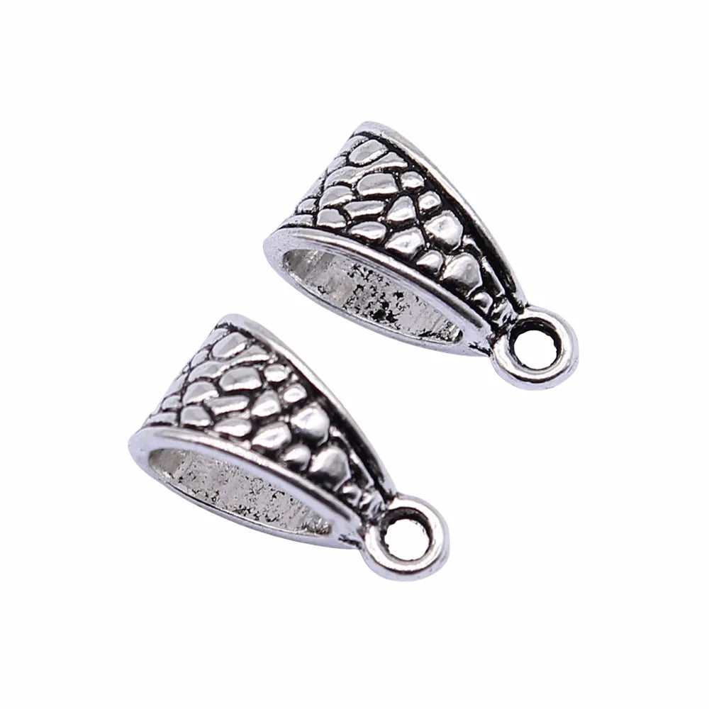 14x7mm 0.9g Multicolor Zinc Alloy Floral Pattern Pendant Bail Connector for DIY Jewelry Making
