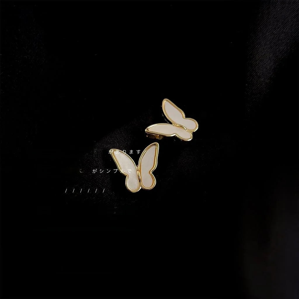 14K Gold Plated Copper Butterfly Stud Earrings Sweet Forest Style Daily Wear Jewelry For Women