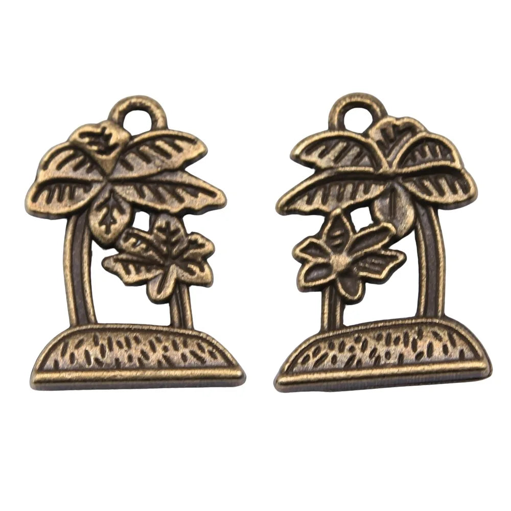 23x16mm 2.7g Zinc Alloy Coconut Palm Tree Charm Pendant for Necklace Bracelet Jewelry Making