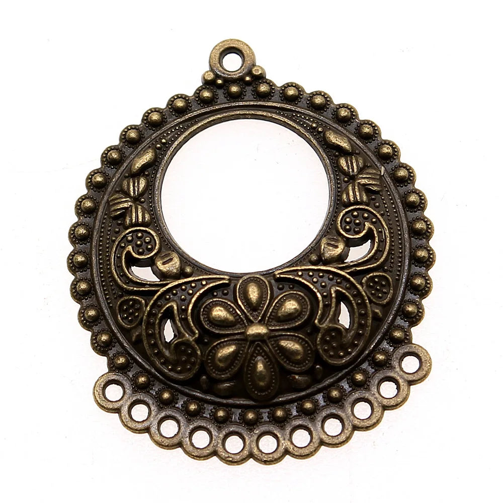 35x42mm 6.7g Multicolor Zinc Alloy Geometric Earring Connector Charms for DIY Earring Jewelry Making