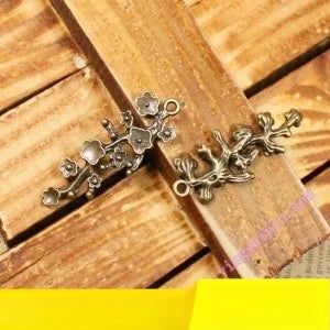 42x15MM Antique Silver Zinc Alloy Plum Blossom Branch Charm Pendant for DIY Necklace Bracelet Jewelry Making