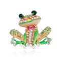 Cute Enamel Frog Brooch With Rhinestone Crystals, Alloy Animal Lapel Pin Corsage For Women Suit Gift