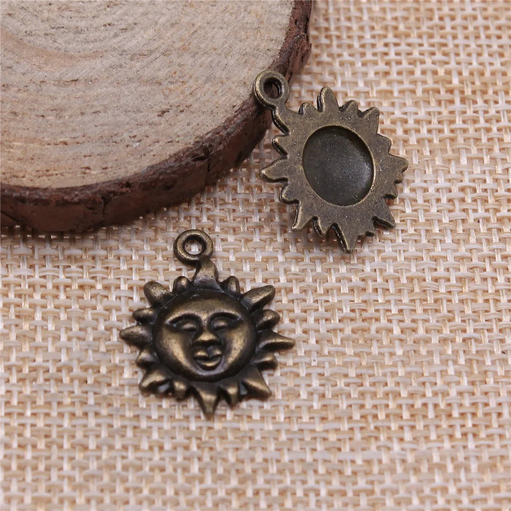 23x19mm 1.6g Multicolor Zinc Alloy Sun Charm Pendant for DIY Necklace Bracelet Jewelry Making