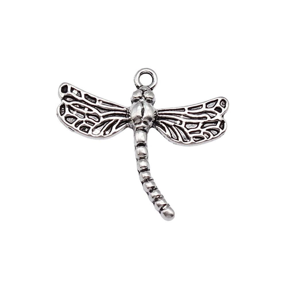 27x30mm 2.4g Antique Silver Zinc Alloy Dragonfly Charm Pendant for Necklace Bracelet DIY Jewelry