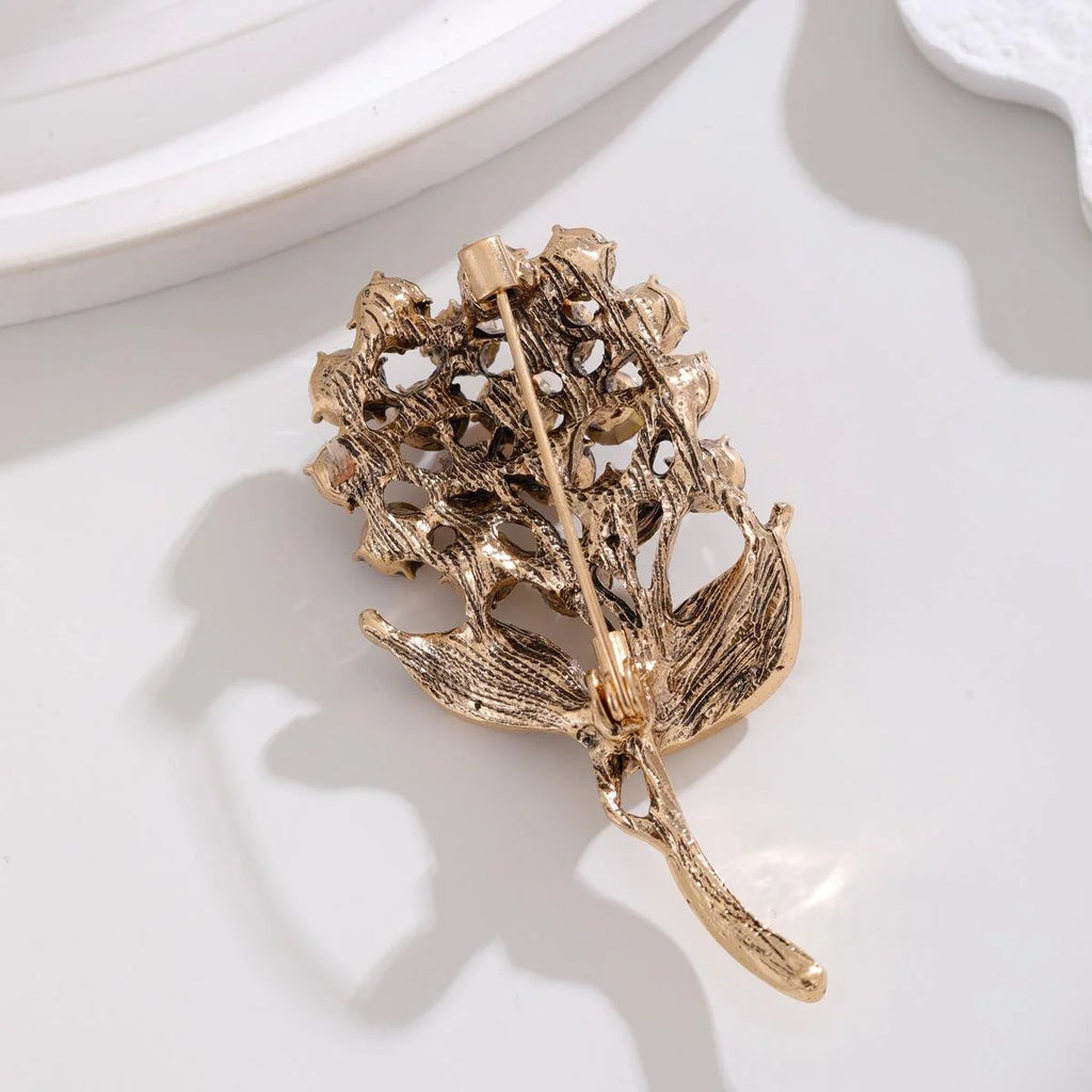 Elegant Dandelion Bouquet Rhinestone Alloy Brooch For Women, Floral Lapel Pin Suit Accessory Gift