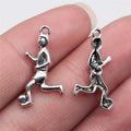 21x13mm 0.6g Antique Silver Zinc Alloy Soccer Player Charm Pendant for Sports Jewelry Making