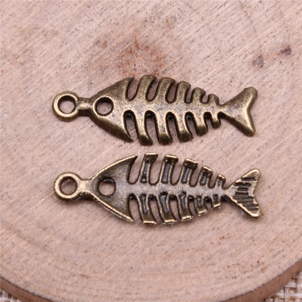 26x9mm 0.75g Zinc Alloy Fish Bone Charm Pendant for DIY Necklace Bracelet Jewelry Making