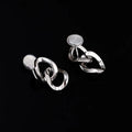 Vintage Silver Alloy Chunky Chain Link Drop Stud & Clip On No Piercing Hong Kong Style Earrings