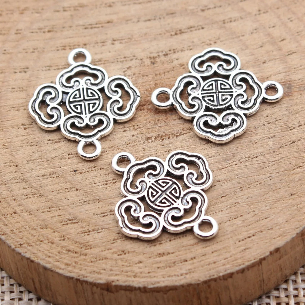 20x17mm 0.76g Antique Silver Zinc Alloy Chinese Pattern Connector Charm for DIY Bracelet Jewelry Making