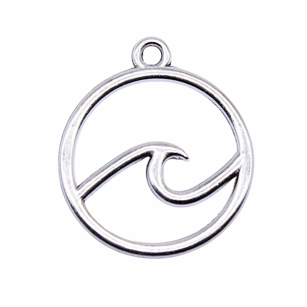 20x20mm 1.1g Multicolor Zinc Alloy Ocean Wave Charm Pendant for DIY Necklace Bracelet Jewelry Making