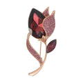 Elegant Glass Tulip Flower Brooch With Rhinestone Alloy Stem, Women's Lapel Pin Corsage Suit Accessory Gift