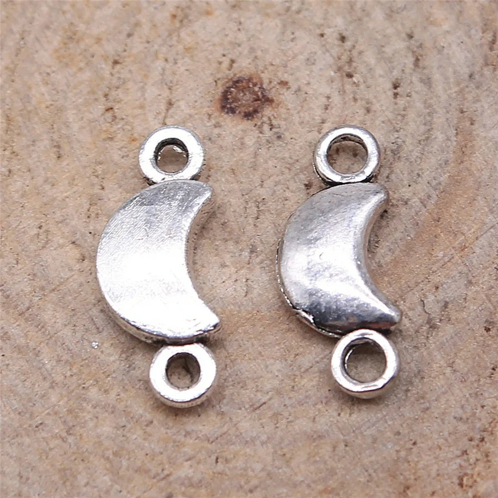 15x6mm 0.6g Multicolor Zinc Alloy Moon Connector Charm for DIY Bracelet Necklace Jewelry Making