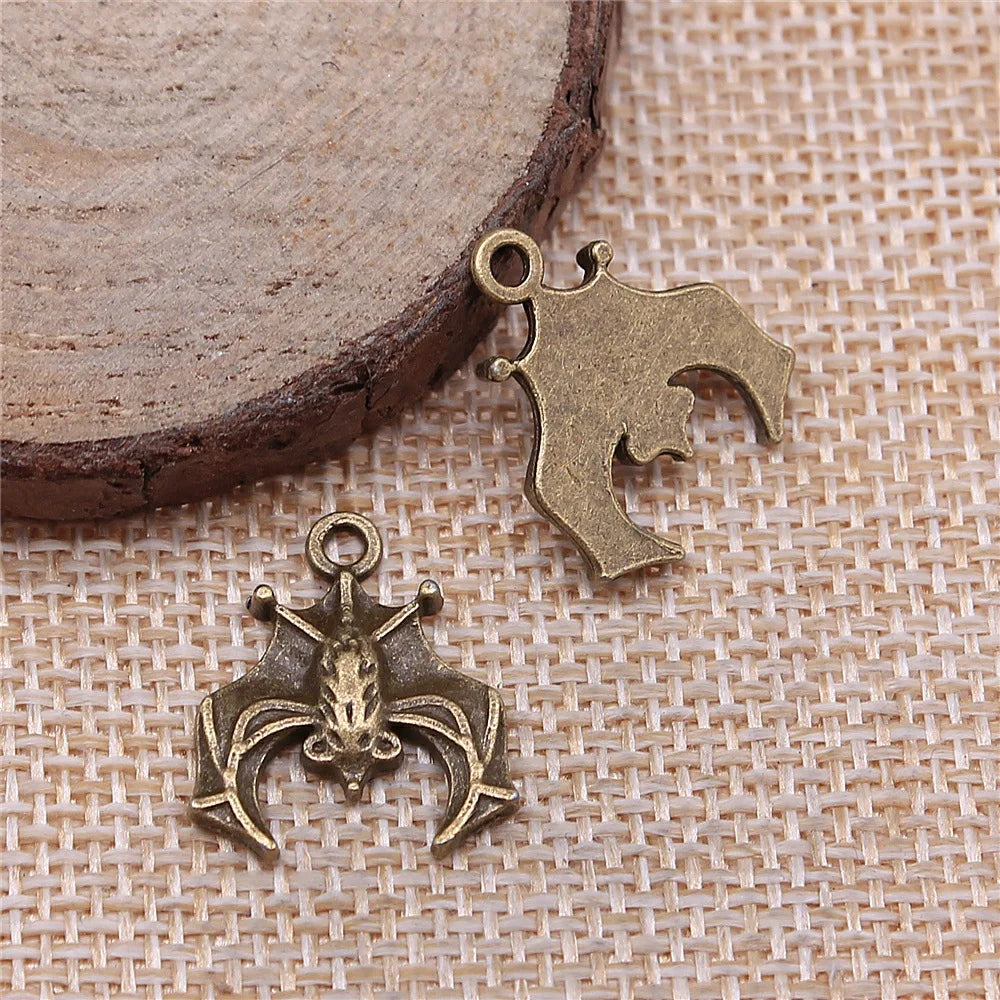 20x17mm 1.7g Multicolor Zinc Alloy Upside Down Bat Charm Pendant for DIY Halloween Jewelry Making