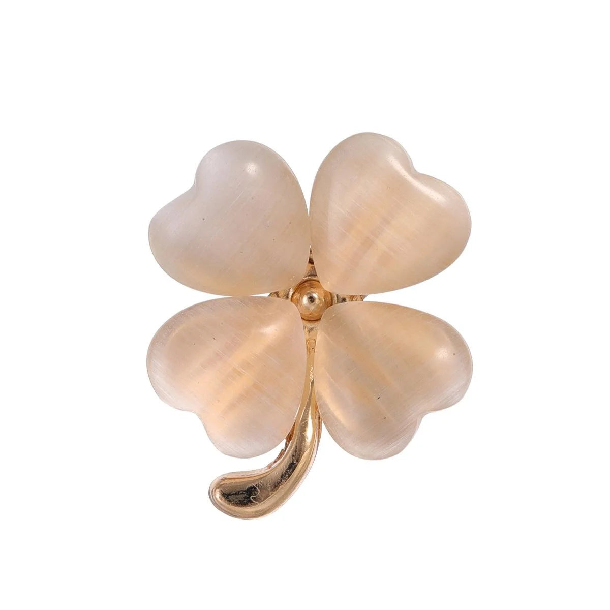 Elegant Green Cat Eye Four Leaf Clover Alloy Brooch For Women, Lucky Lapel Pin Corsage Suit Accessory