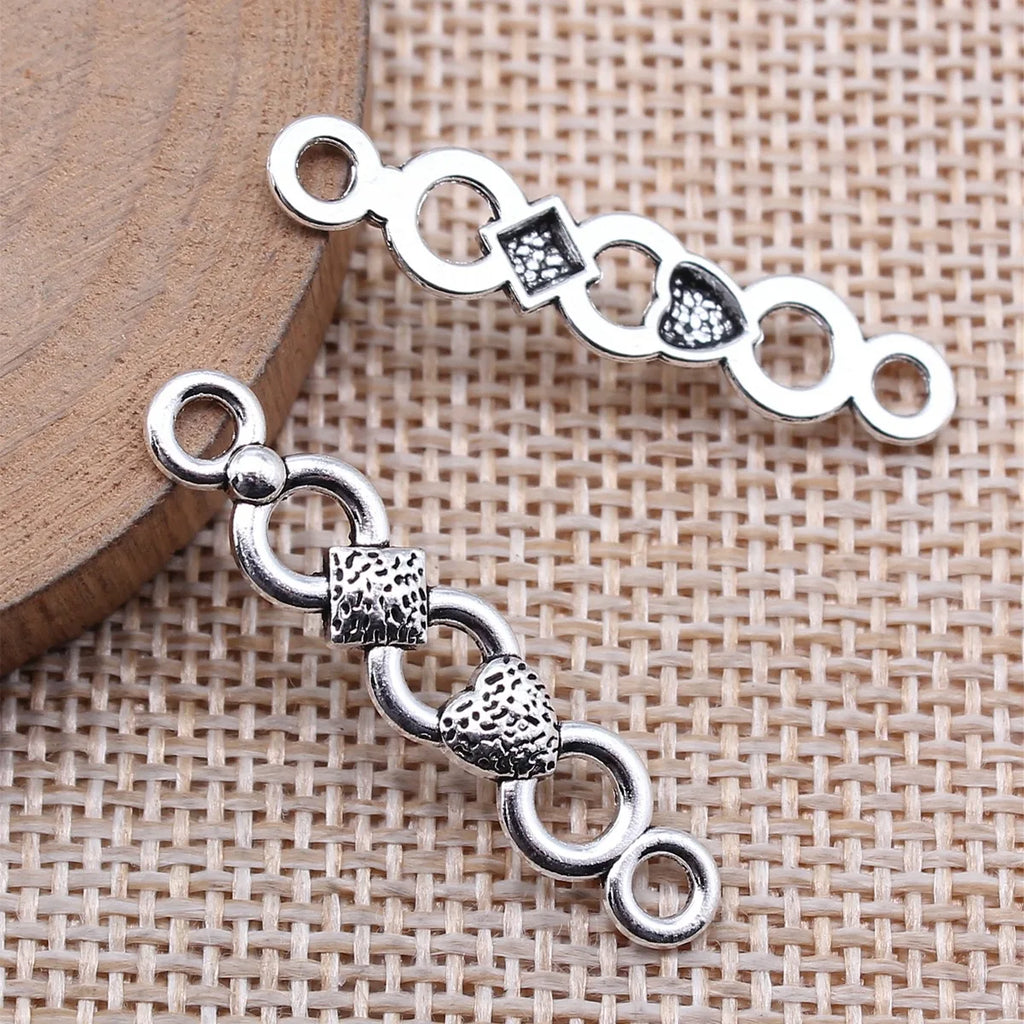 34x7mm 0.9g Antique Silver Zinc Alloy Long Bar Connector Charm for DIY Bracelet Necklace Making