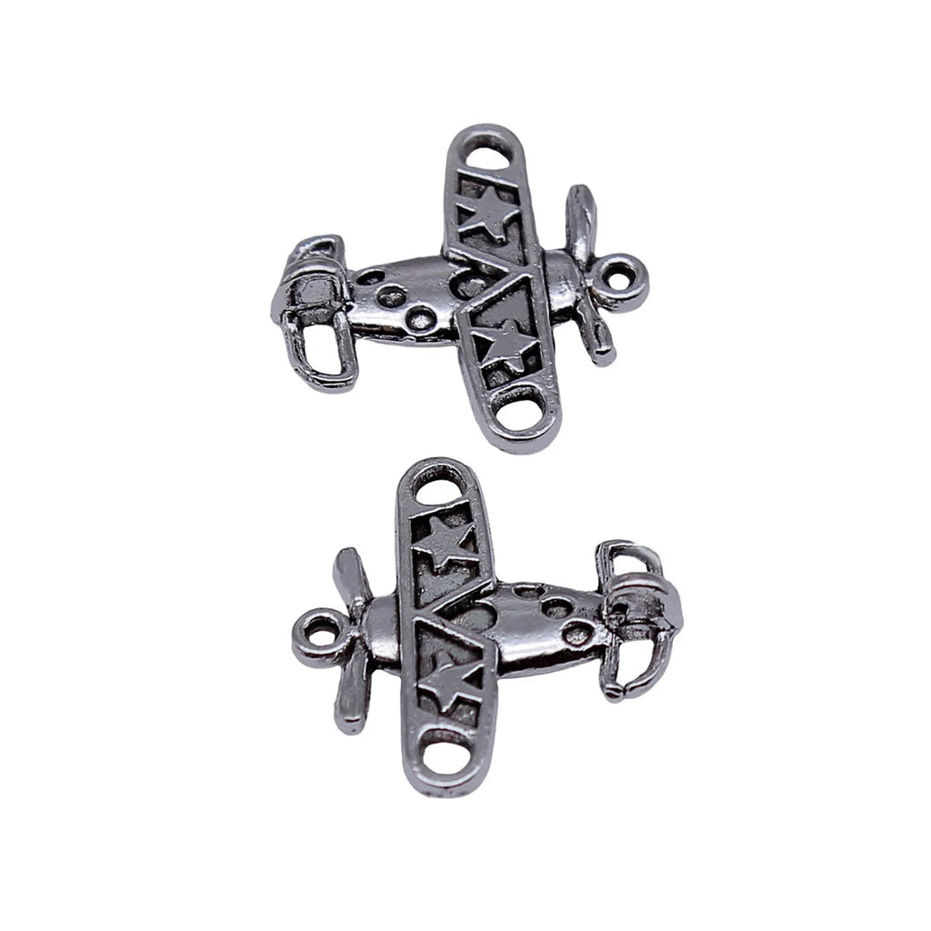 18x19mm 1.4g Antique Silver Zinc Alloy Airplane Charm Pendant for DIY Travel Jewelry Making