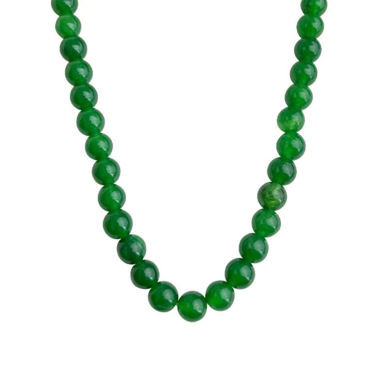New Chinese Style Glassy Imperial Green Chalcedony Agate Detachable Sweater Necklace