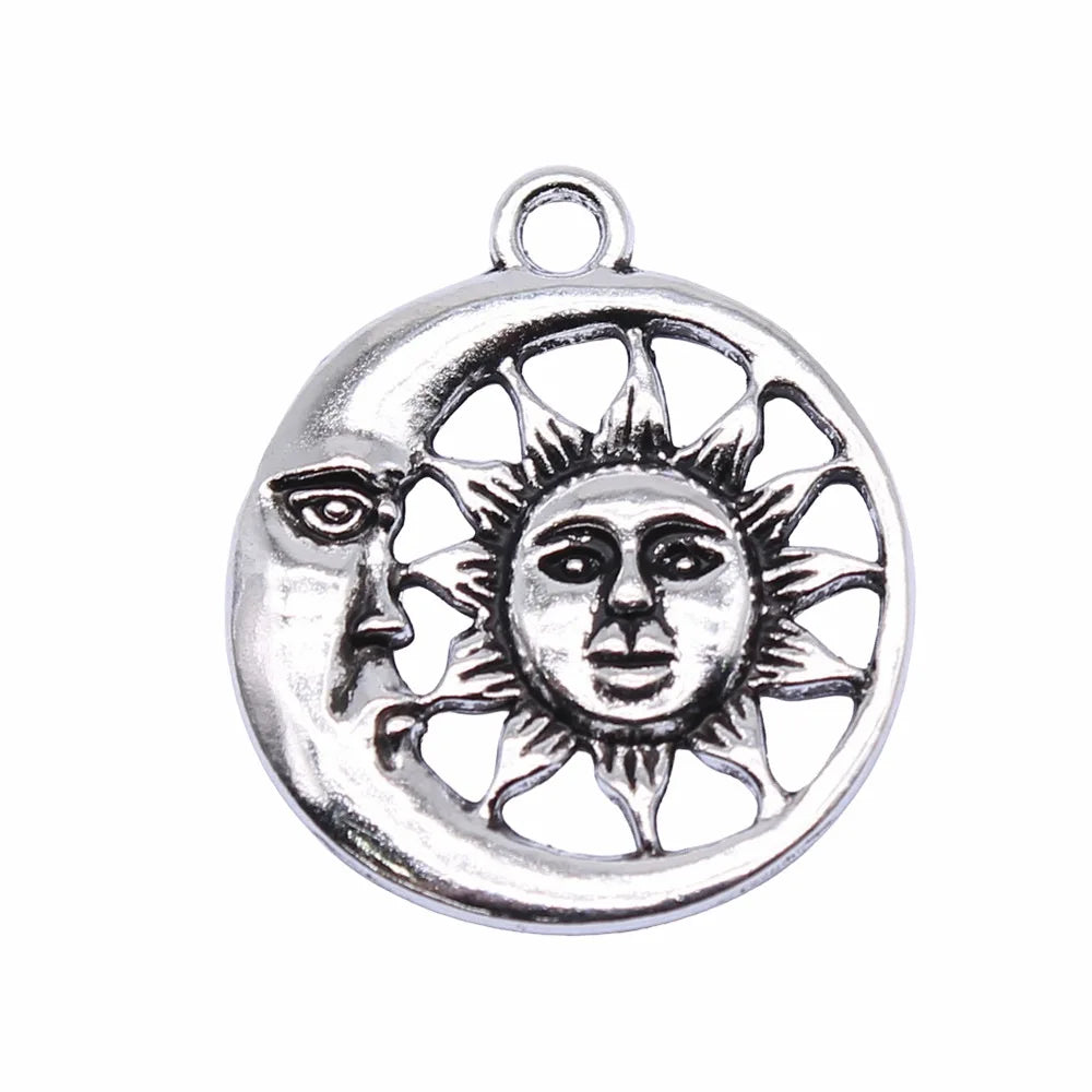 24x24mm 2.7g Multicolor Zinc Alloy Moon Sun Charm Pendant for DIY Necklace Bracelet Jewelry Making