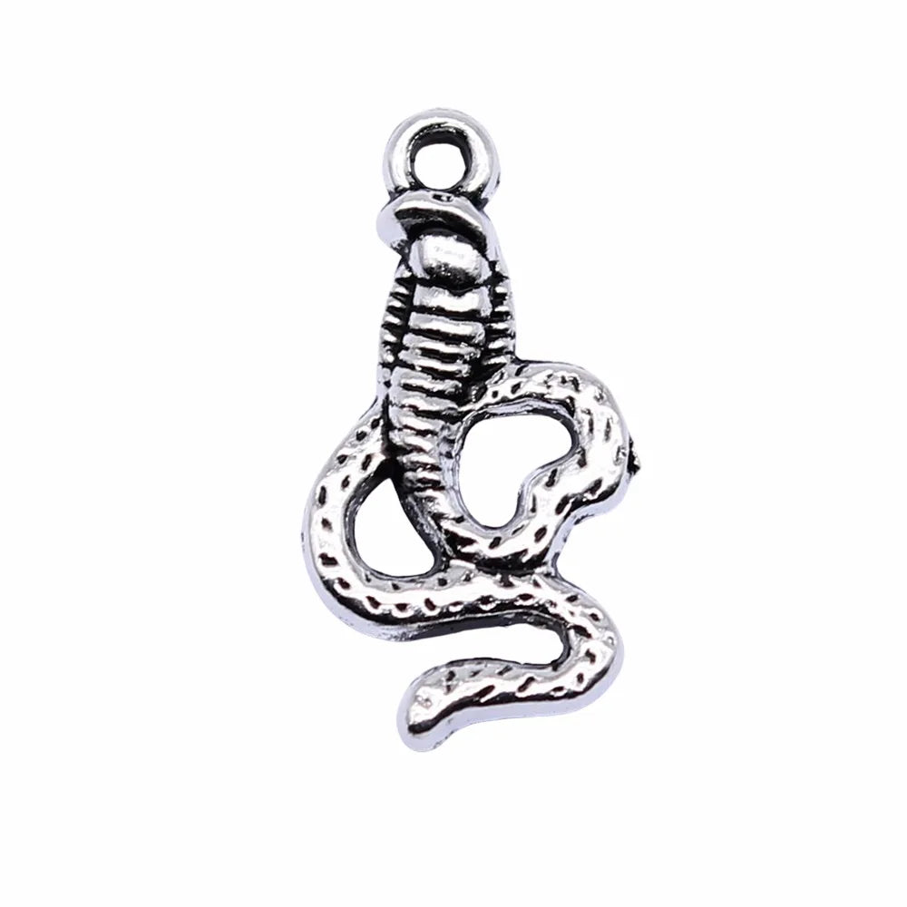 18x9mm 0.6g Antique Silver Zinc Alloy Snake Charm Pendant for DIY Necklace Bracelet Jewelry Making
