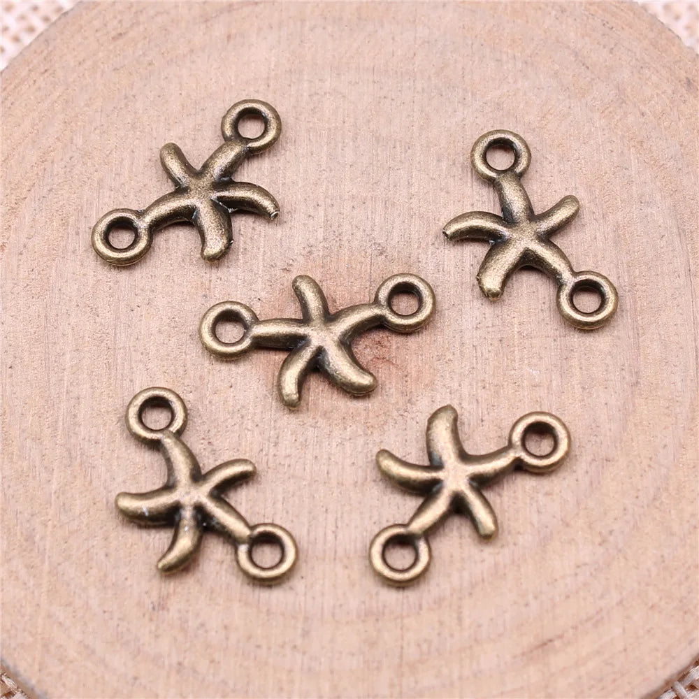 10x16mm 0.5g Multicolor Zinc Alloy Starfish Connector Charm for DIY Necklace Bracelet Jewelry Making