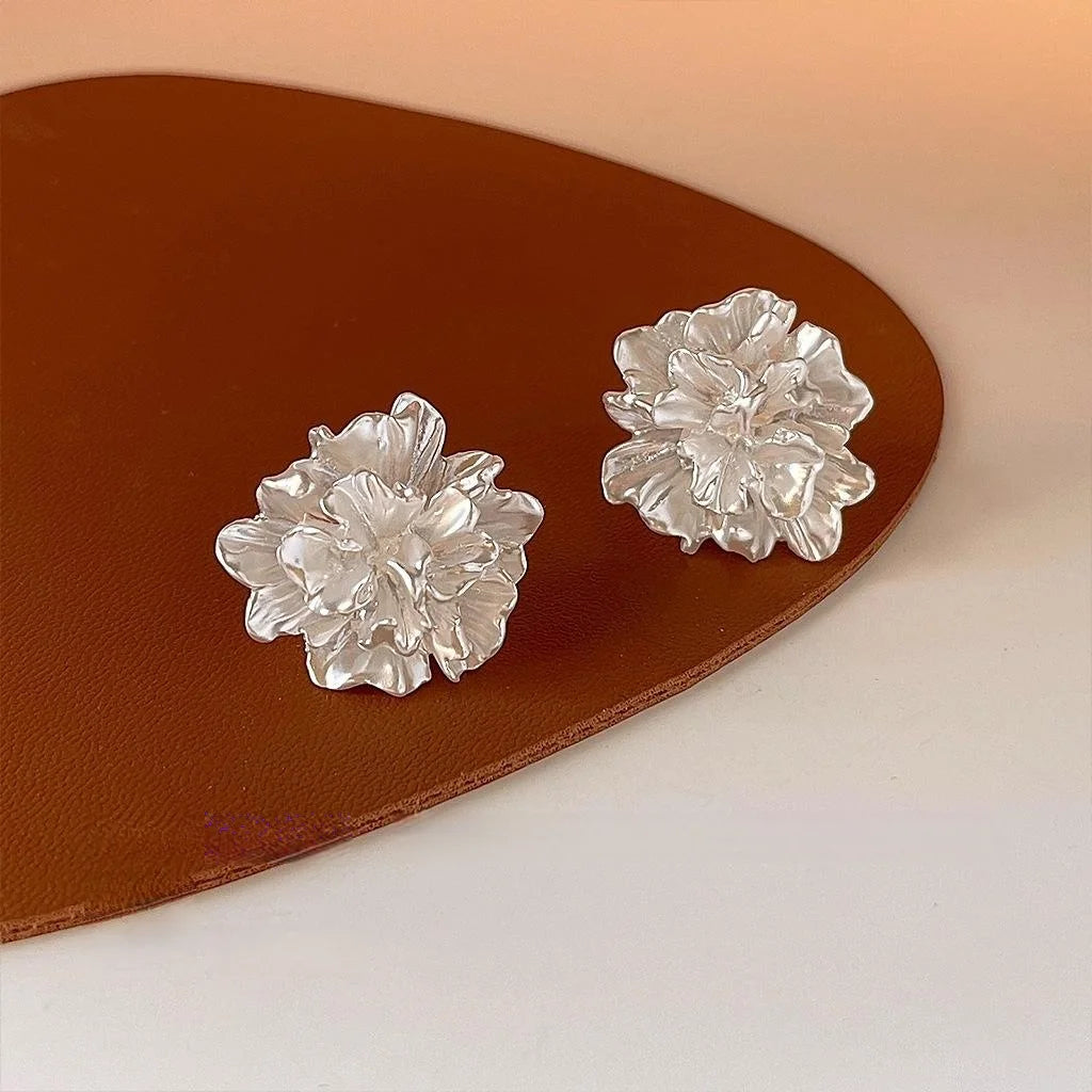 High Quality Resin 3D Flower Stud Earrings With Silver Plated Pins Forest Style Jewelry