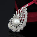Elegant Phoenix Flower Alloy Brooch With Pearl And Rhinestone Crystals, Women's Lapel Pin Corsage Gift