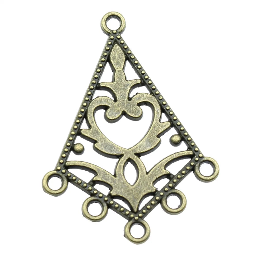 37x27mm 2.3g Multicolor Zinc Alloy Openwork Earring Connector Charms for DIY Earring Jewelry Making