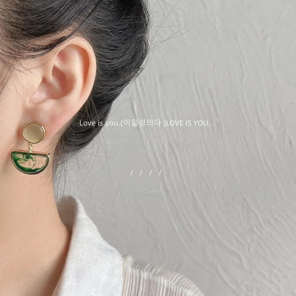 14K Plated Alloy Geometric Round Stud Earrings Fairy Style Vintage Jewelry