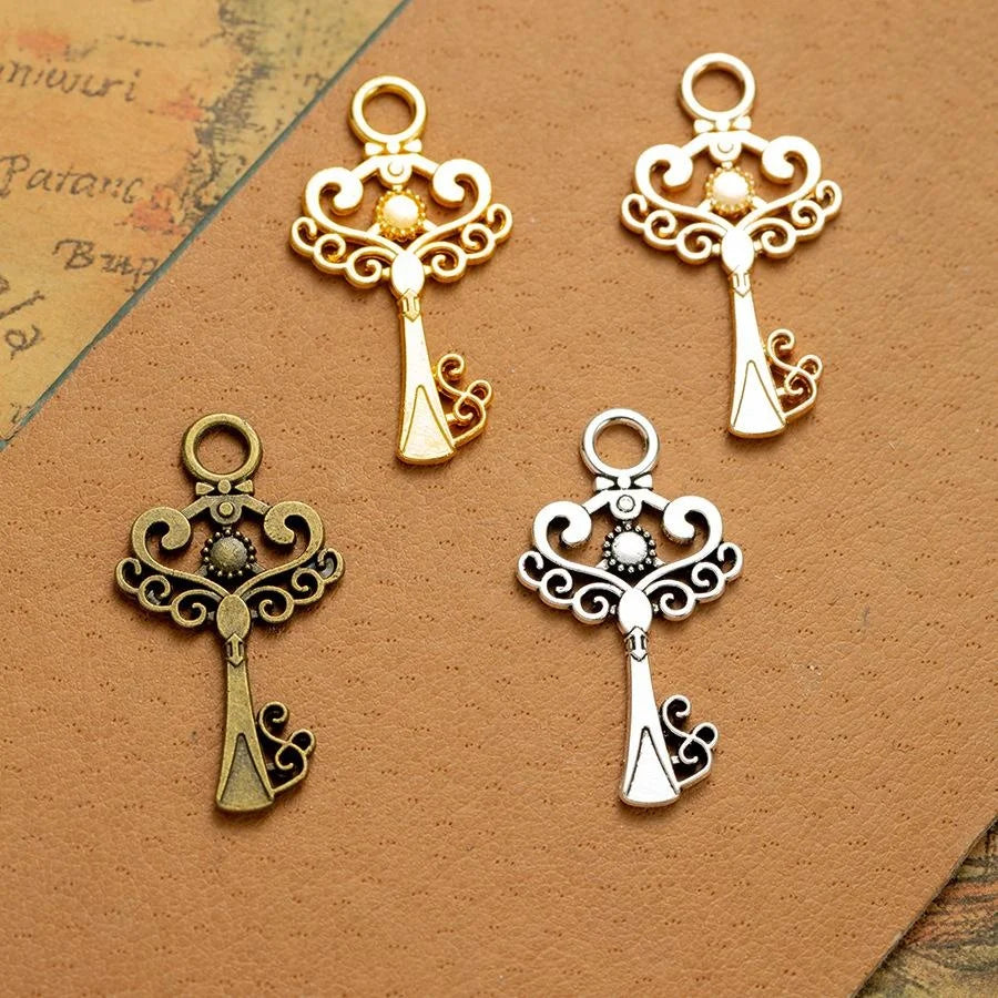 32x18MM Zinc Alloy Heart Key Charm Pendant for DIY Necklace Bracelet Jewelry Making