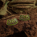 New Chinese Guochao Vintage Copper Great Wall Enamel Geometric Stud Earrings