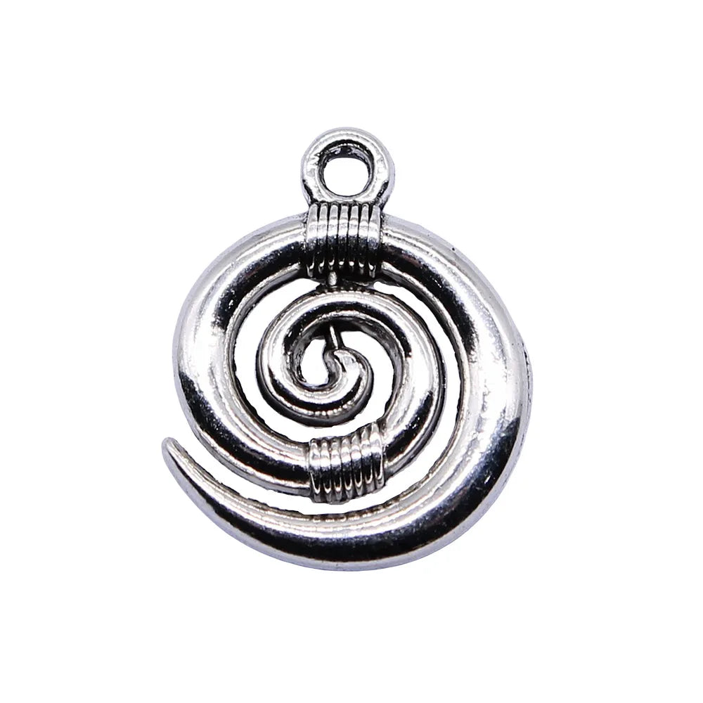 15x19mm 1.5g Antique Silver Zinc Alloy Swirl Symbol Charm Pendant for DIY Necklace Jewelry Making