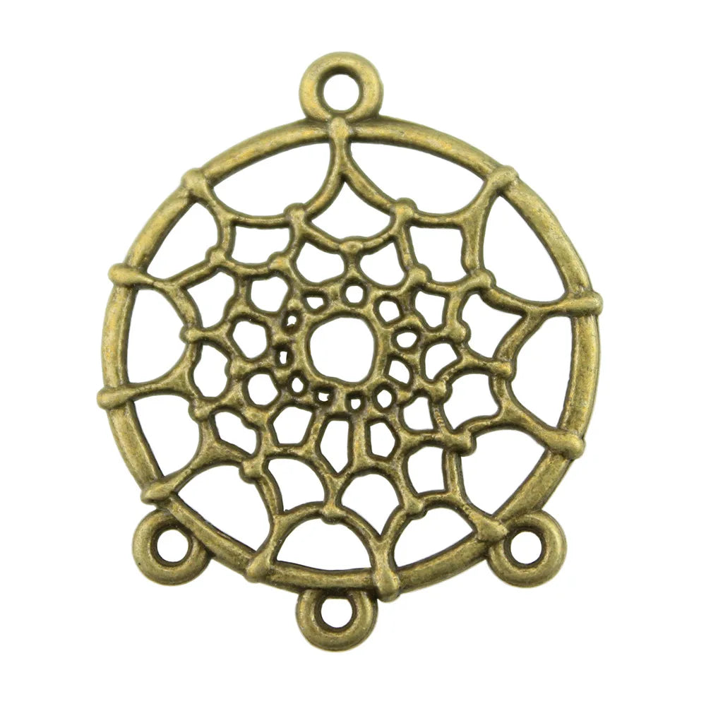 34x28mm 2.6g Multicolor Zinc Alloy Dreamcatcher Connector Charm for DIY Earrings Necklace Making