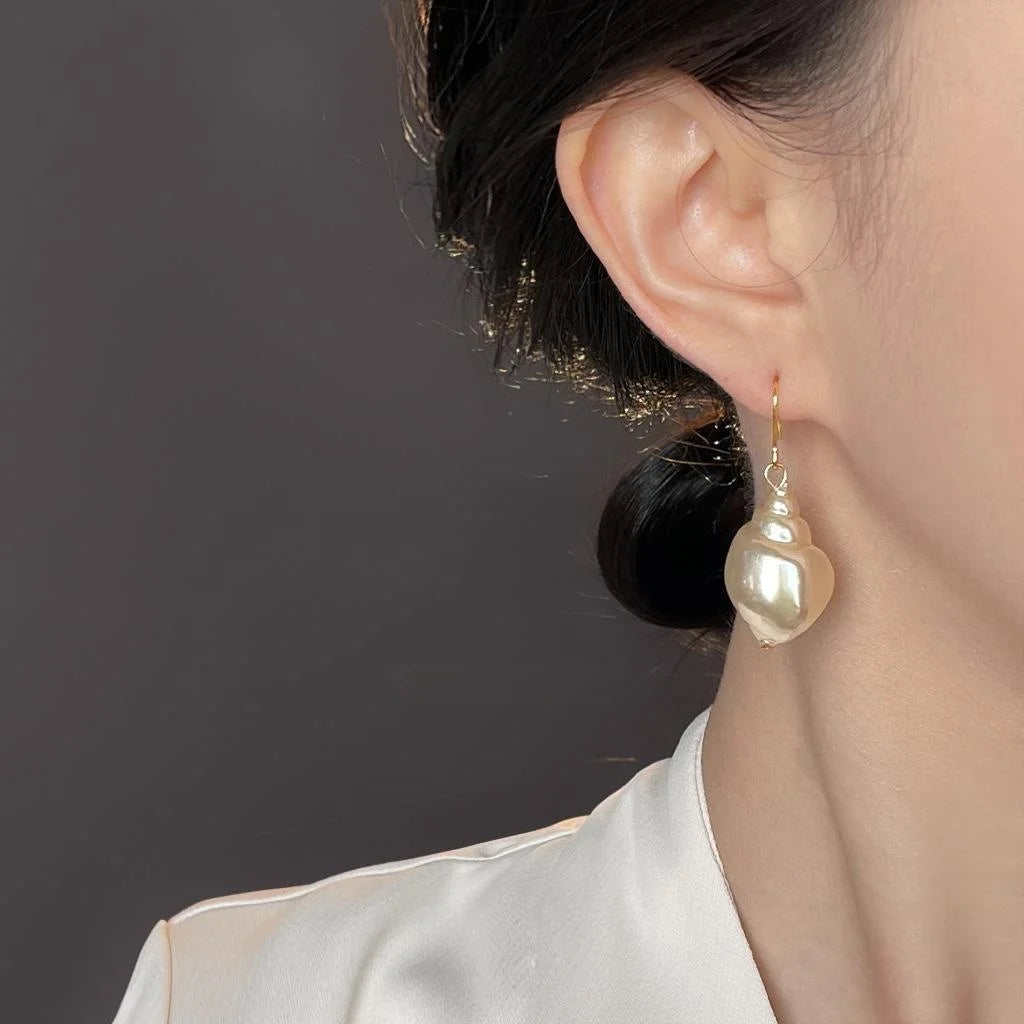 Light Luxury Resin Conch Shell Drop Earrings For Women Beach Vacation Geometric Jewelry