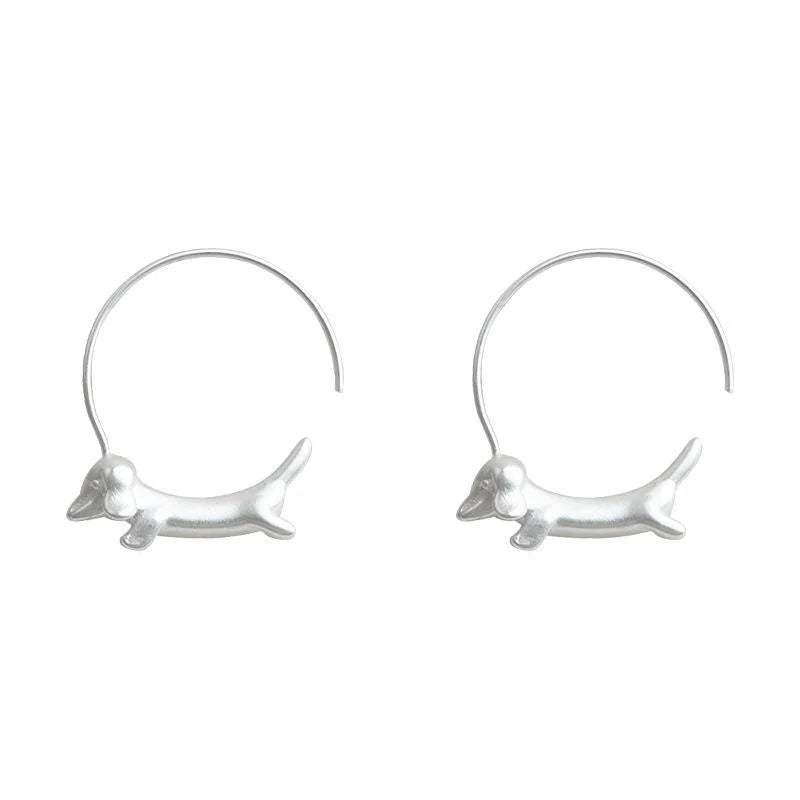 Matte Copper Dachshund Hoop Earrings Cute Niche Design Animal Dog Fashion Jewelry
