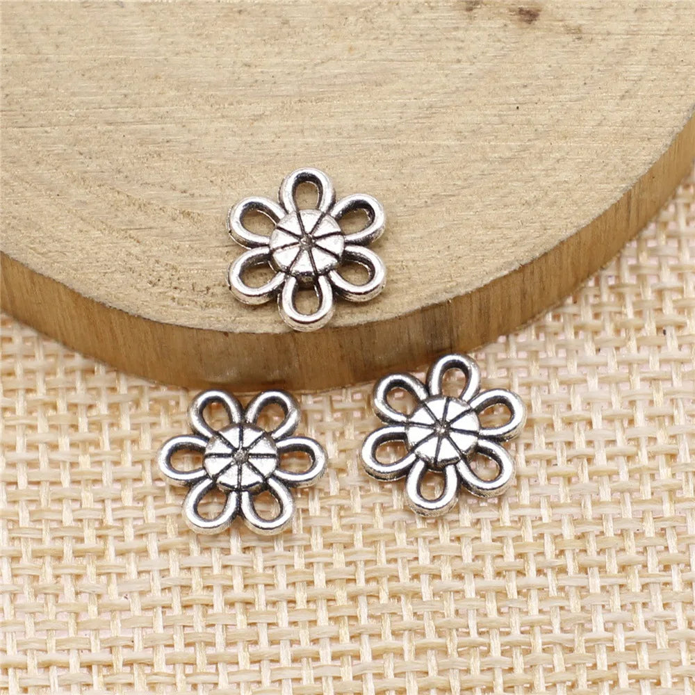 10mm 0.5g Multi Color Zinc Alloy Small Flower Connector Charm for DIY Bracelet Necklace Making