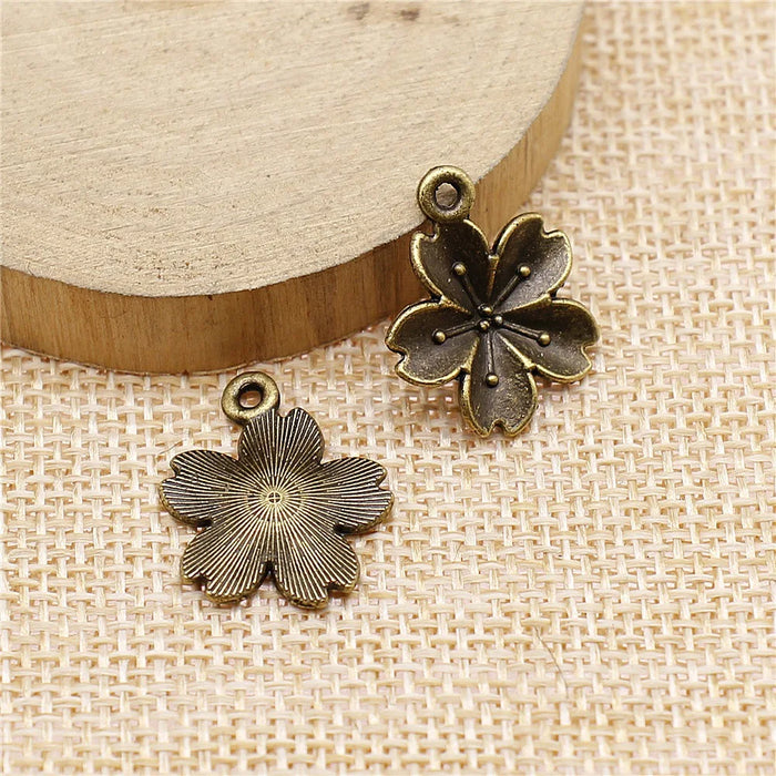 20x16mm 1.3g Multicolor Zinc Alloy Flower Charm Pendant for DIY Vintage Jewelry Making