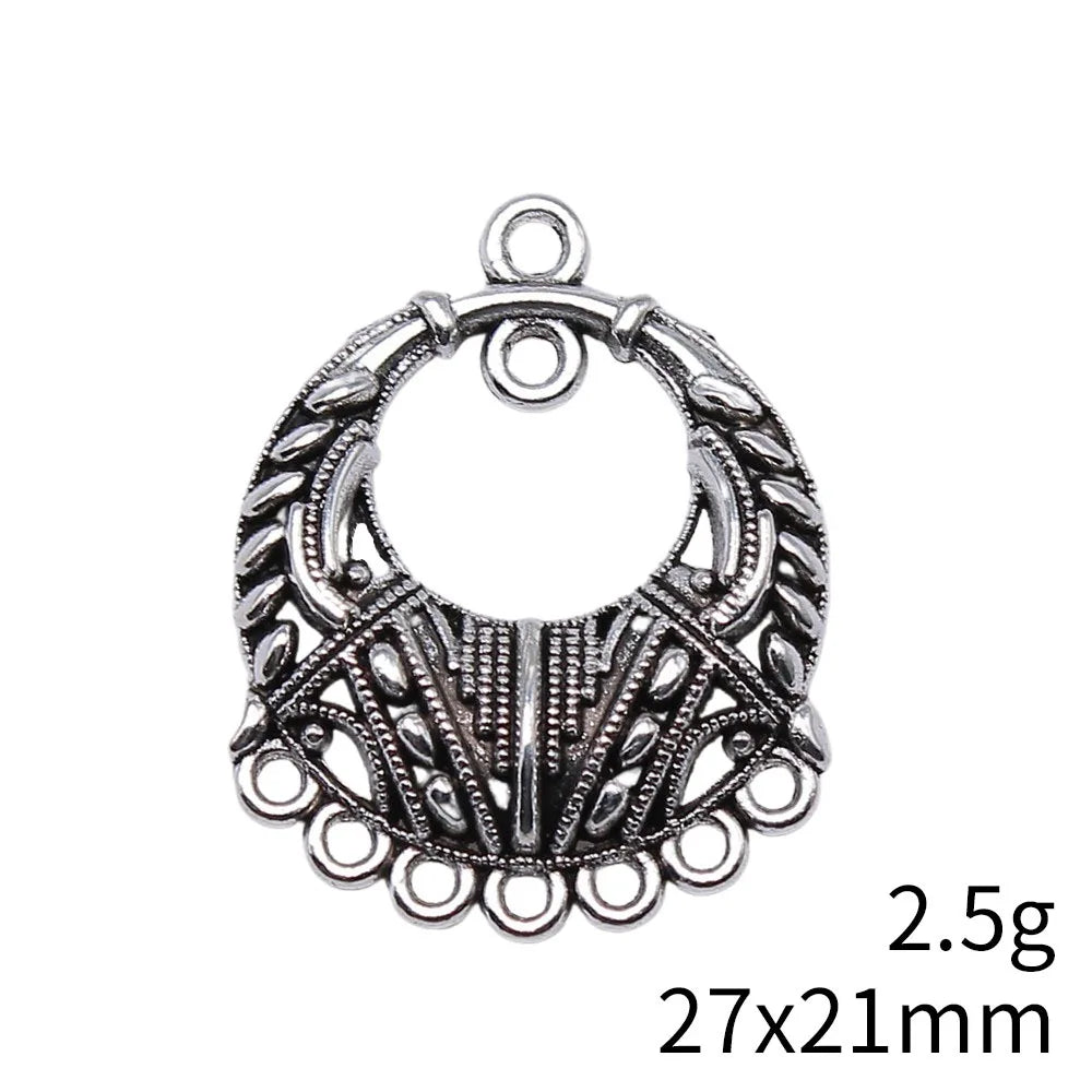 27x21mm 2.5g Multicolor Zinc Alloy Round Multi Hole Earring Connector Charms for DIY Earring Making