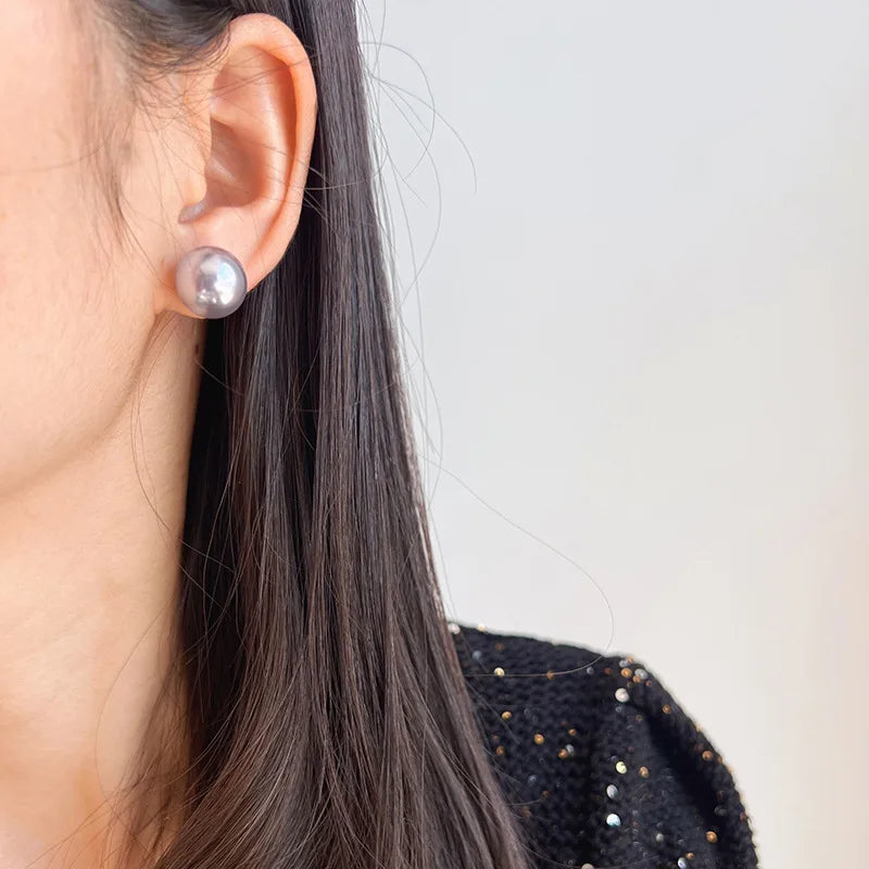 Elegant Large Light Purple Pearl Spiral Alloy Stud & Clip On No Piercing Statement Earrings