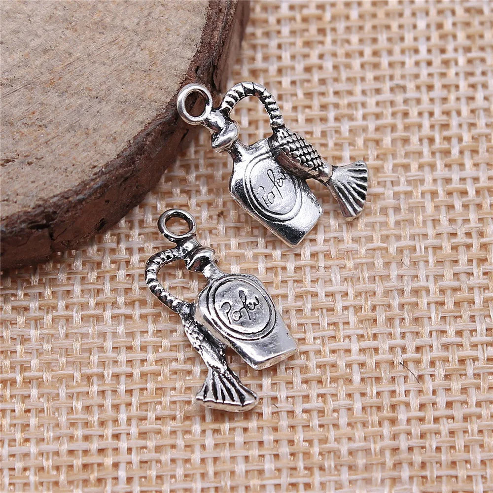 20x10mm 0.8g Antique Silver Zinc Alloy Perfume Bottle Charm Pendant for DIY Necklace Bracelet Making