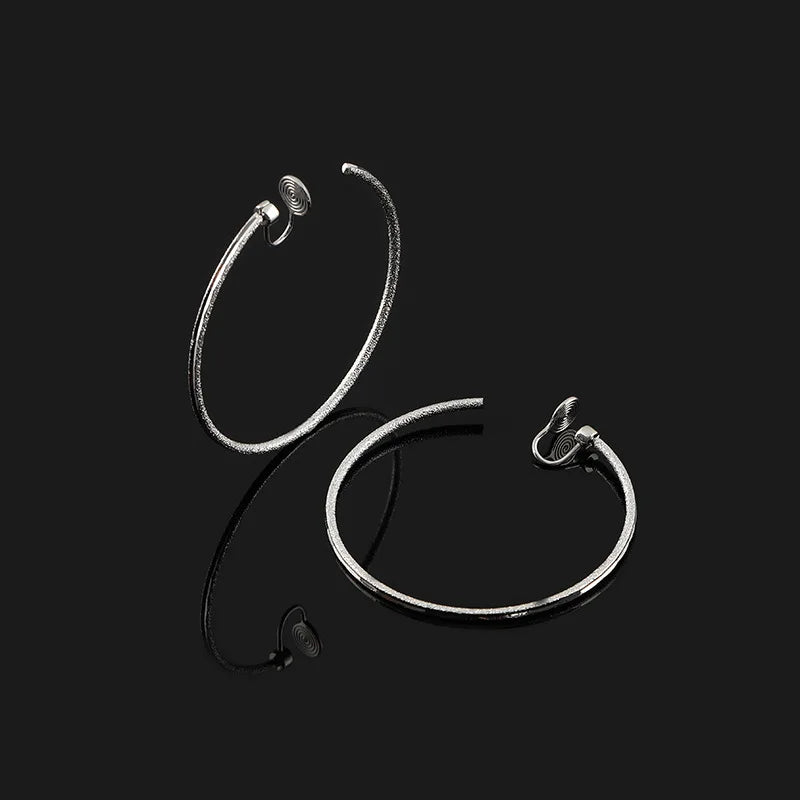 Elegant Alloy Large Hoop Spiral Coil Stud & Clip On No Piercing Statement Metal Circle Earrings