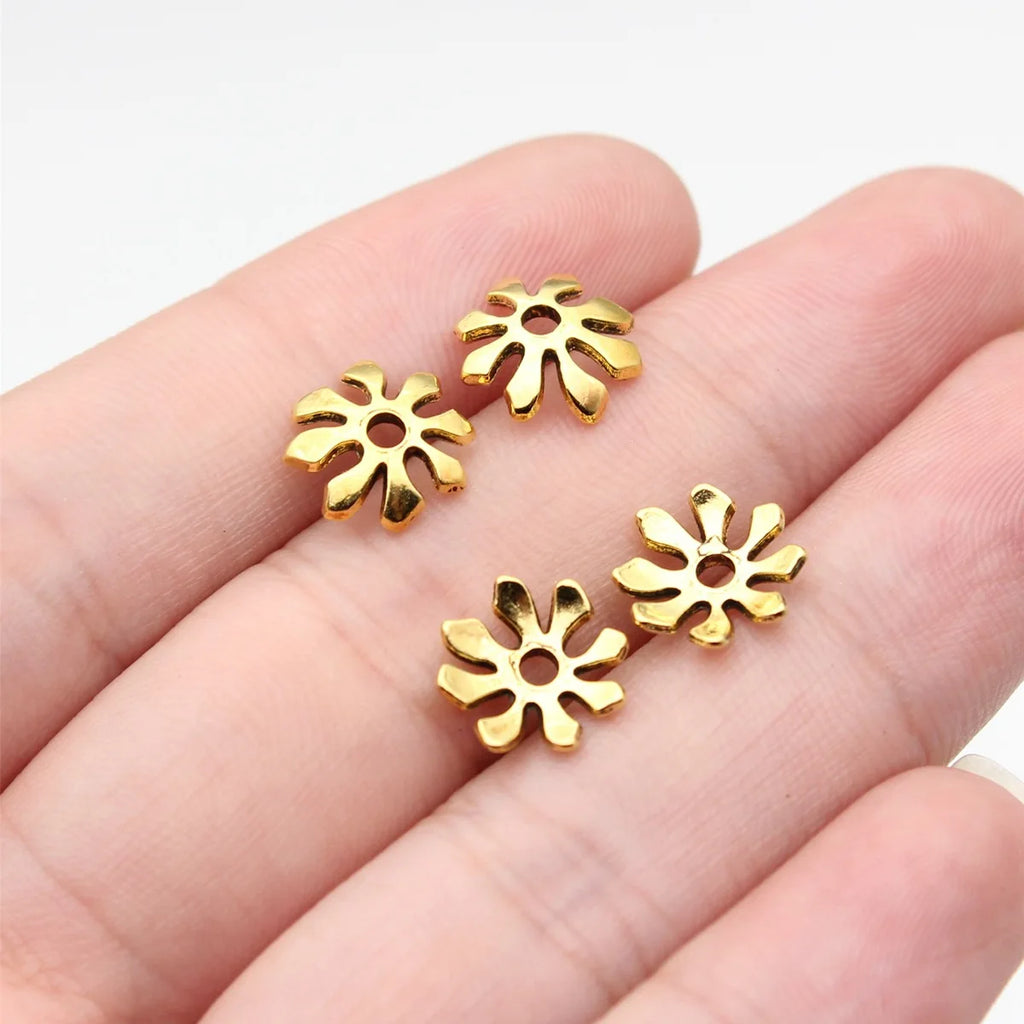 9.8x9.8x2.7mm 0.35g Zinc Alloy Flower Bead Caps Jewelry Findings for DIY Beaded Necklace Bracelet