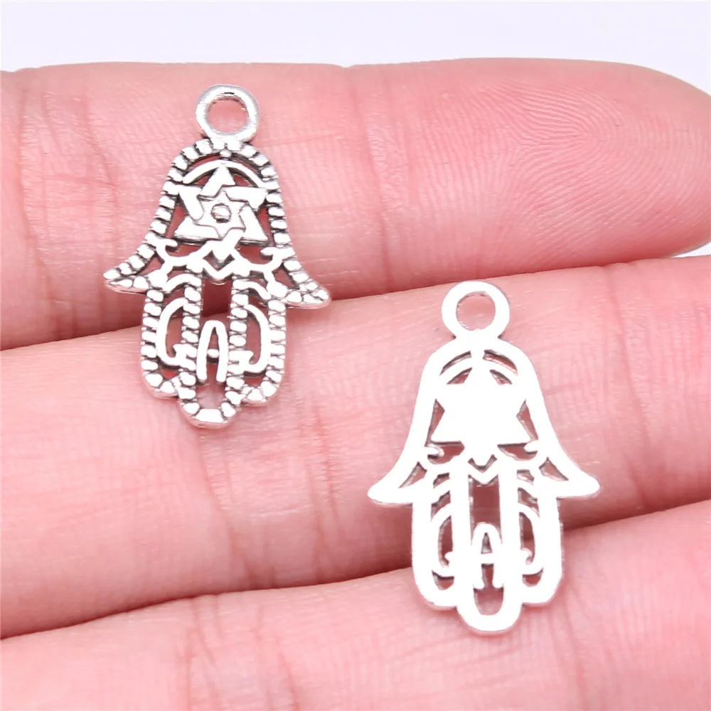 24x15mm 1g Antique Silver Zinc Alloy Hand Charm Pendant for DIY Jewelry Making