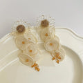 Fairy Style Sunflower Mesh Lace Long Tassel Drop Earrings For Vacation Wear