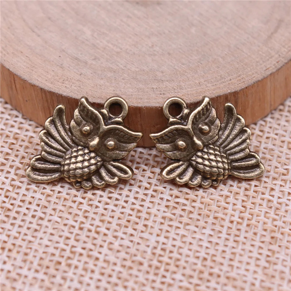 17x16mm 1.8g Multicolor Zinc Alloy Owl Cat Charm Pendant for Handmade Bracelet Necklace DIY Jewelry