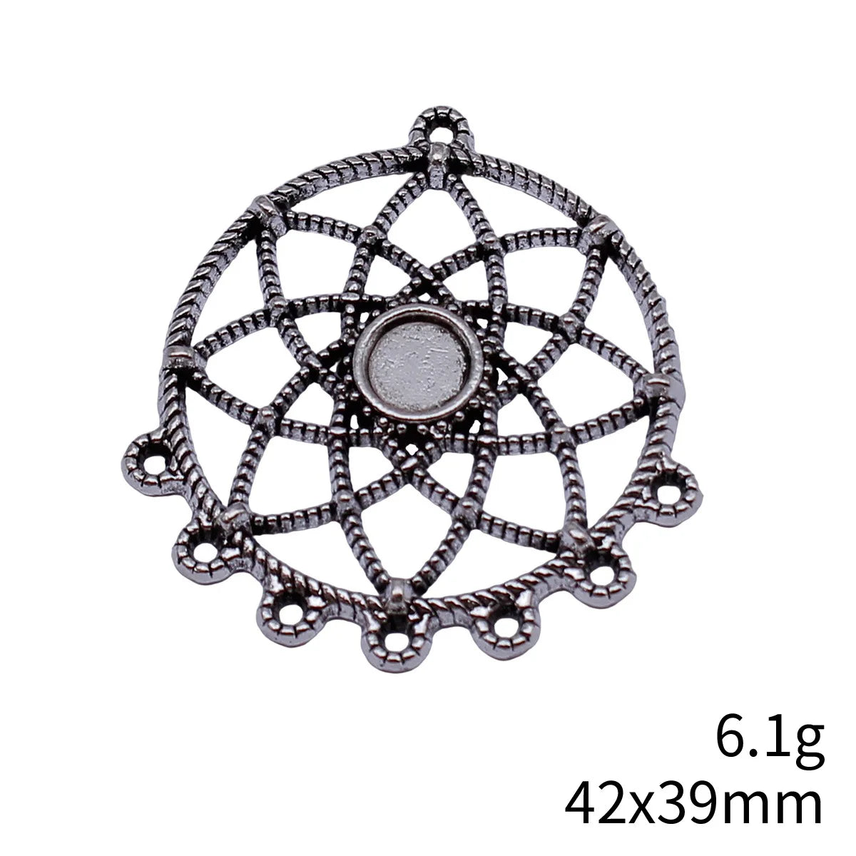 42x39mm 6.1g Antique Silver Zinc Alloy Dreamcatcher Connector Charm for DIY Earring Jewelry Making