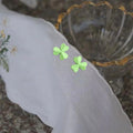 Fresh Green Flower Leaf Enamel Copper Stud Earrings For Women Forest Style Mini Floral Jewelry